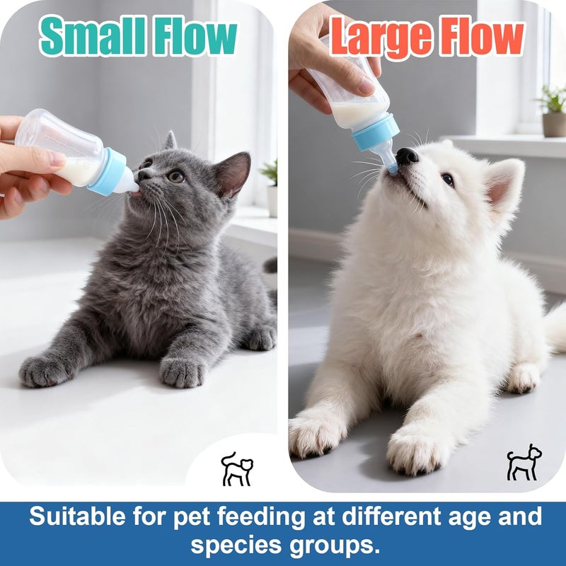 DEMORA Kitten Bottle Feeding Kit, Graduated Nursing Feeding Bottles for Pet Kitten Puppy Hamster Rabbit with Two Kinds of Replaceable Nipples Feeder (Clear, 4 oz) - Image 3